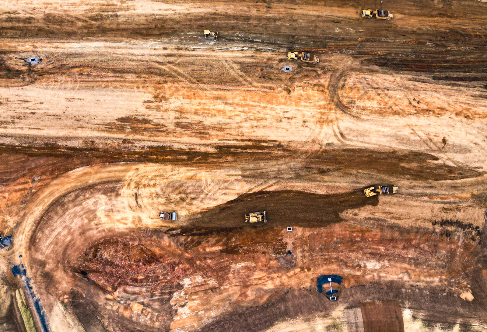 Aerial view of an excavation site